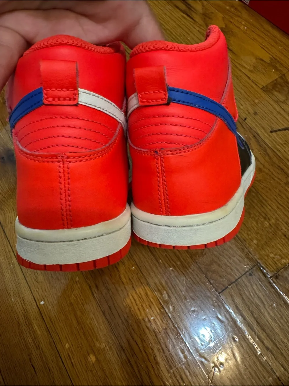 Nike High-Top Sneakers in White, Black & Red